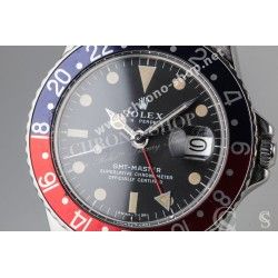 ROLEX AUTHENTIQUE GMT MASTER INSERT GRADUE 24H DE LUNETTE MONTRES VINTAGES GMT 1675, 16750 COULEUR PEPSI ROUGE & BLEU