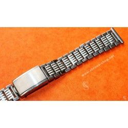 Rare 70's  Swiss band Ssteel NSA style Watch Folded links Sport Bracelet Zenith, Longines, Heuer 18mm ends