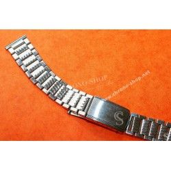 Rare 70's  Swiss band Ssteel NSA style Watch Folded links Sport Bracelet Zenith, Longines, Heuer 18mm ends