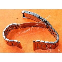 Rare 70's  Swiss band Ssteel NSA style Watch Folded links Sport Bracelet Zenith, Longines, Heuer 18mm ends