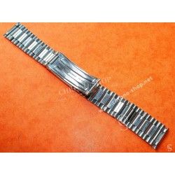 Rare 70's Swiss band Ssteel Watch Folded links Sport Bracelet Zenith, Longines, Heuer, Omega 18mm ends