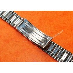 Rare 70's Swiss band Ssteel Watch Folded links Sport Bracelet Zenith, Longines, Heuer, Omega 18mm ends