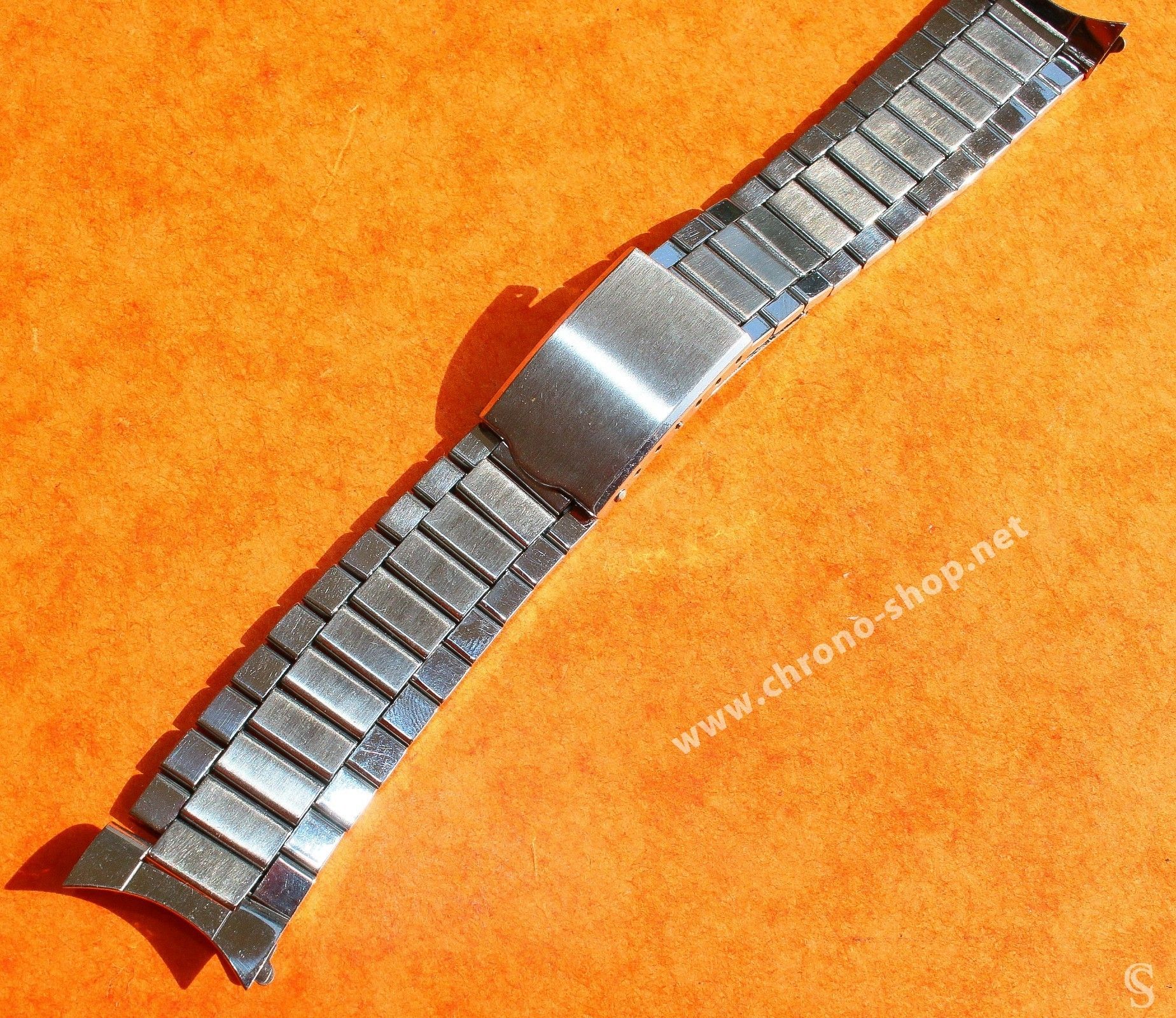 Bracelet 20mm Unsigned flat-link, folded links, 1960s watch Steel band ...