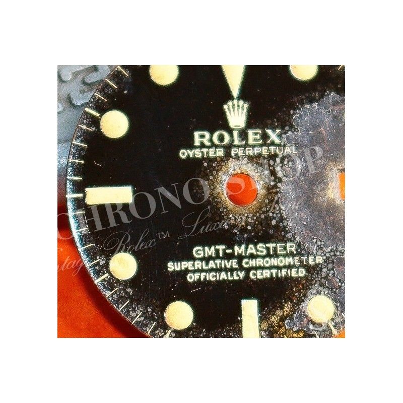Rolex 1964 Rare & Authentique Cadran Laqué Tropical Exotique Montre Vintage GMT MASTER 1675 Gilt