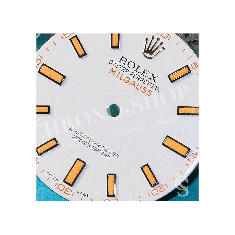 Rolex ♕ Rare horology part for sale Preowned Watch White Dial & orange registered MILGAUSS 116400 Cal 3131