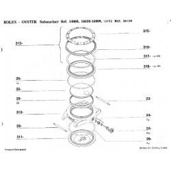 ROLEX SUBMARINER DATE 16800, 168000, 16610, RESSORT DE LUNETTE,TENSION SPRING DISQUE ANODISE DE LUNETTE