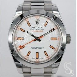 Rolex ♕ Rare horology part for sale MINT Watch White Dial & orange registered MILGAUSS 116400 Cal 3131