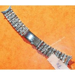 Rare 70's Swiss band Ssteel Watch Folded links Sport Bracelet Zenith, Longines, Heuer, Omega 18mm ends