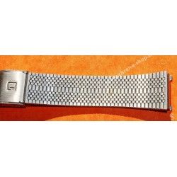 RONUK 70's Rare Swiss band Ssteel Watch Folded links Bracelet Zenith, Longines, Heuer,Omega 18mm ends