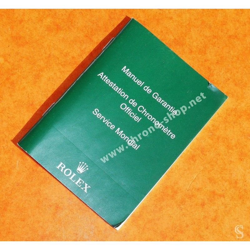 ROLEX "CERTIFIED OFFICIAL CHRONOMETER" GREEN BOOKLET, MANUAL WORLDWIDE WATCH SERVICE WARRANTY