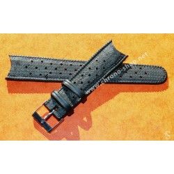 BRACELET RALLY VINTAGE CAOUTCHOUC TROPIC 19mm MONTRES RACING NOIR REF 1691 SWISS MADE