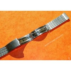 Rare 70's Swiss band Ssteel Watch Folded Flats links Sport Bracelet Zenith, Longines, Heuer, Omega 18mm ends