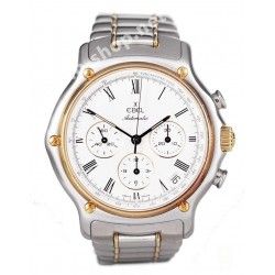 Ebel Authentique Cadran blanc Montres 38mm Chronograph ref  1137240-16765P Or Acier