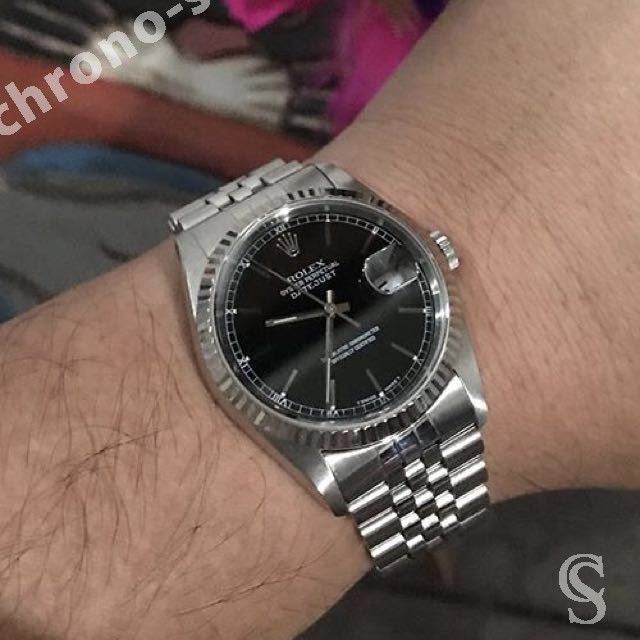 ROLEX Rare Black Dial Batons tritium Datejust, TurnoGraph