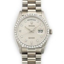 Rolex Genuine 18K White Gold President Daydate heavy Link with screw bracelet 16mm 118209, 118239, 18049, 18039