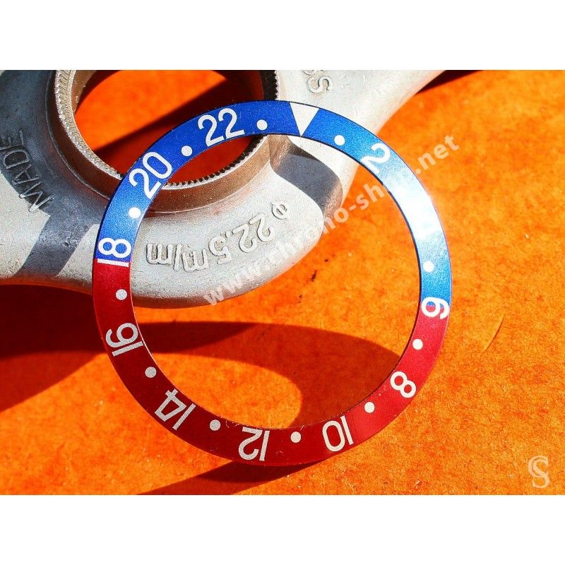 ROLEX AUTHENTIQUE GMT MASTER INSERT GRADUE 24H DE LUNETTE 1675, 16750 COULEUR PEPSI