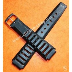 TROPIC 2000 Black Strap Swiss slotted vintage watch band 15mm ref 24020 waterproof 70s INOX buckle