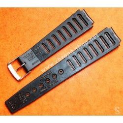 TROPIC 2000 Black Strap Swiss slotted vintage watch band 15mm ref 24020 waterproof 70s INOX buckle