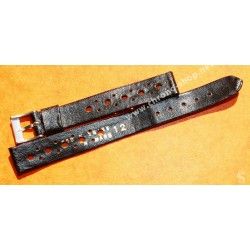 TROPIC 2000 Black Strap Swiss slotted vintage watch band 15mm ref 24020 waterproof 70s INOX buckle