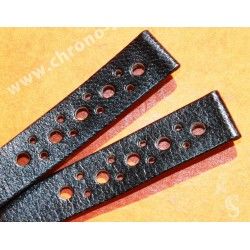 TROPIC 2000 Black Strap Swiss slotted vintage watch band 15mm ref 24020 waterproof 70s INOX buckle