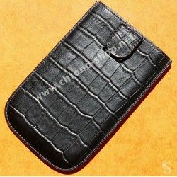 Housse de Protection en simili Cuir Crocodile noir Anti-Rayures pour téléphone portable Blackberry