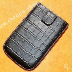 Housse de Protection en simili Cuir Crocodile noir Anti-Rayures pour téléphone portable Blackberry