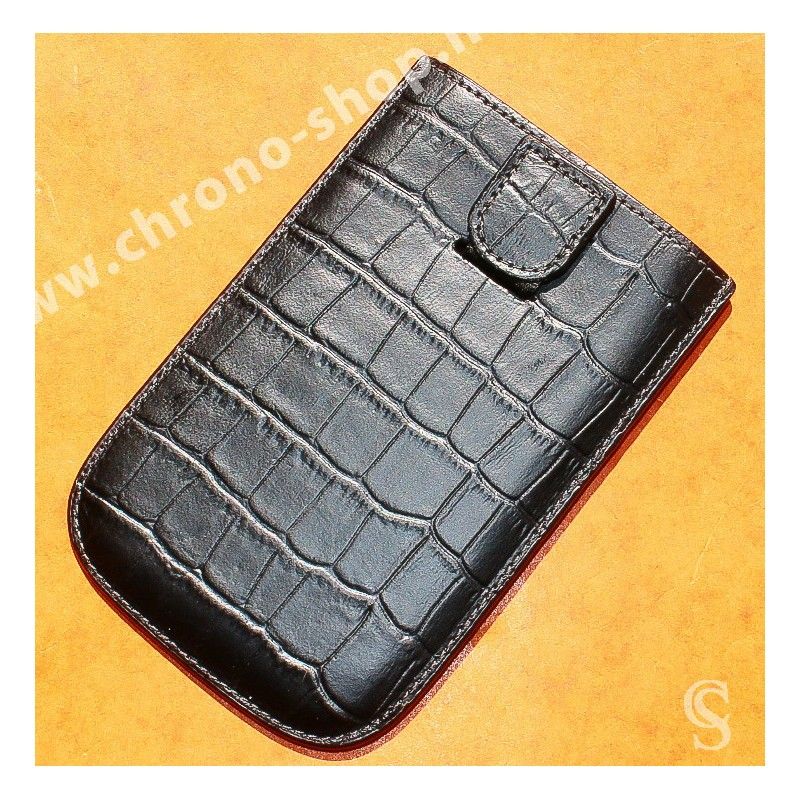 Housse de Protection en simili Cuir Crocodile noir Anti-Rayures pour téléphone portable Blackberry