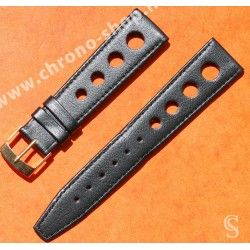 Genuine 70's 24mm Tropic Swiss Black color Leather style watch strap bracelet NOS 1970s Heuer,IWC,Triton