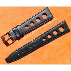 Genuine 70's 24mm Tropic Swiss Black color Leather style watch strap bracelet NOS 1970s Heuer,IWC,Triton