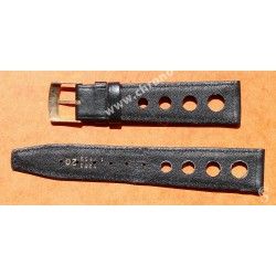 Genuine 70's 24mm Tropic Swiss Black color Leather style watch strap bracelet NOS 1970s Heuer,IWC,Triton