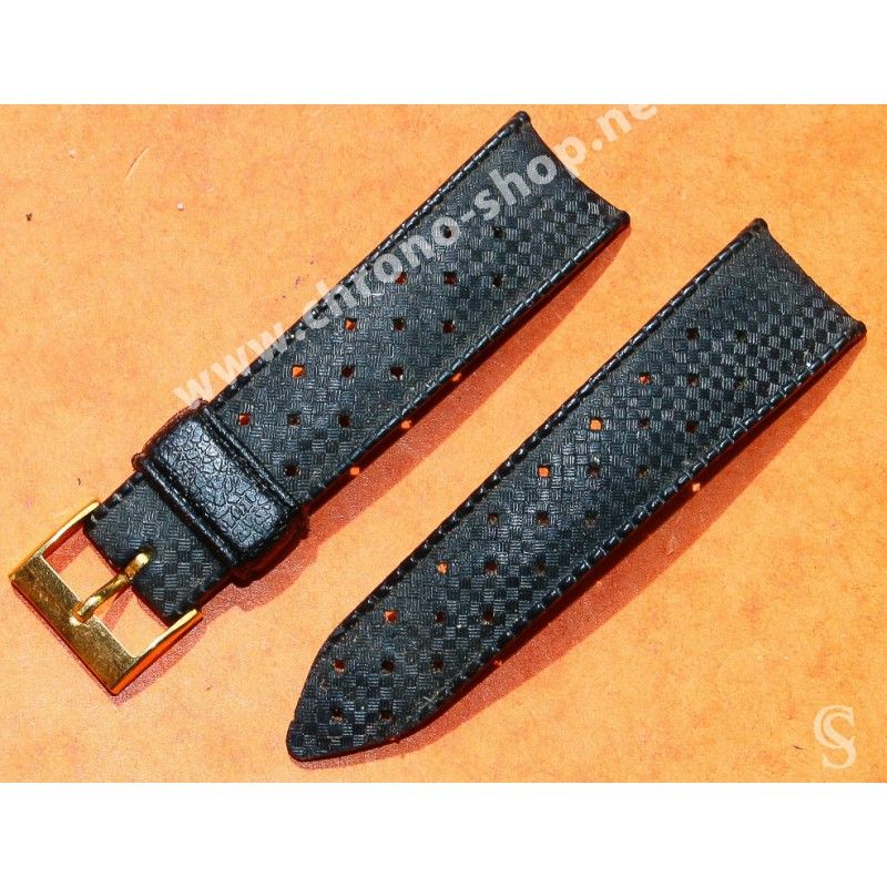 AUTHENTIC NOS 20mm SWISS CURVED TROPIC PERFORATED DIVE BAND WATCH BRACELET STRAP REF 22505 BLUE
