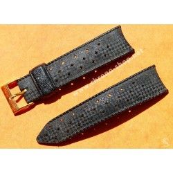 AUTHENTIC NOS 20mm SWISS CURVED TROPIC PERFORATED DIVE BAND WATCH BRACELET STRAP REF 22505 BLUE