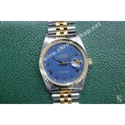 ROLEX RARE CADRAN CHIFFRES ROMAINS OR MONTRES OYSTER DATEJUST 16013,16000,16018 Cal 3035,3135 BLEU COBALT Ø24mm