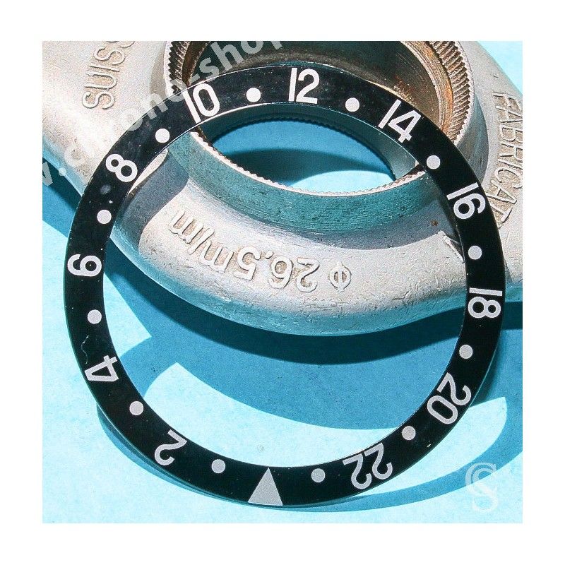ROLEX 90's NOIR FAT FONT SERIFS INSERT GRADUE 24H LUNETTE MONTRES GMT MASTER 16700,16710,16760