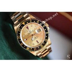 Rolex Tutone Black & 18k Gold Rolex GMT Master 2 Watch 16718, 16713 Watch Bezel Graduated 24H Fat Font Insert Part