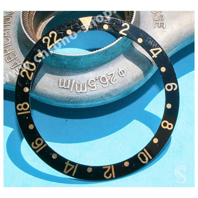 ROLEX RARE INSERT FAT FONT GRADUE 24H JAUNE & NOIR LUNETTE MONTRE GMT MASTER II 16713,16718