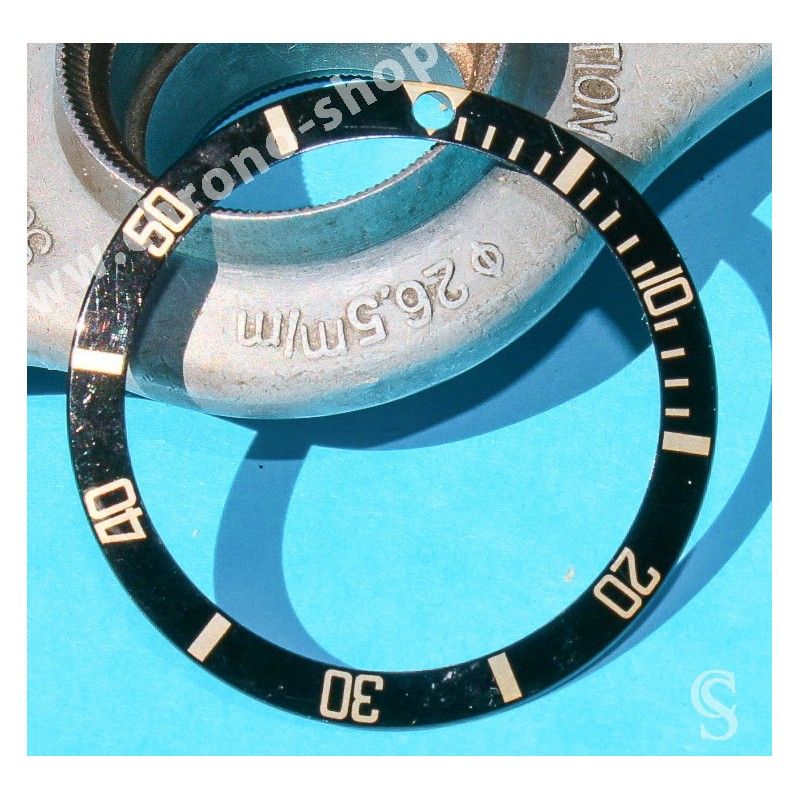 Rolex 90's Glossy Black color Submariner Date Tutone 16803, 16613, 16808, 16618 Watch Bezel Graduated Luminova Insert Part