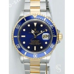 ROLEX VINTAGE INSERT BLEU & JAUNE GRADUE LUNETTE MONTRES SUBMARINER DATE OR & ACIER 16613,16618,16803,16808