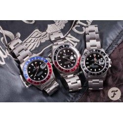 ROLEX 90's NOIR FAT FONT SERIFS INSERT GRADUE 24H LUNETTE MONTRES GMT MASTER 16700,16710,16760