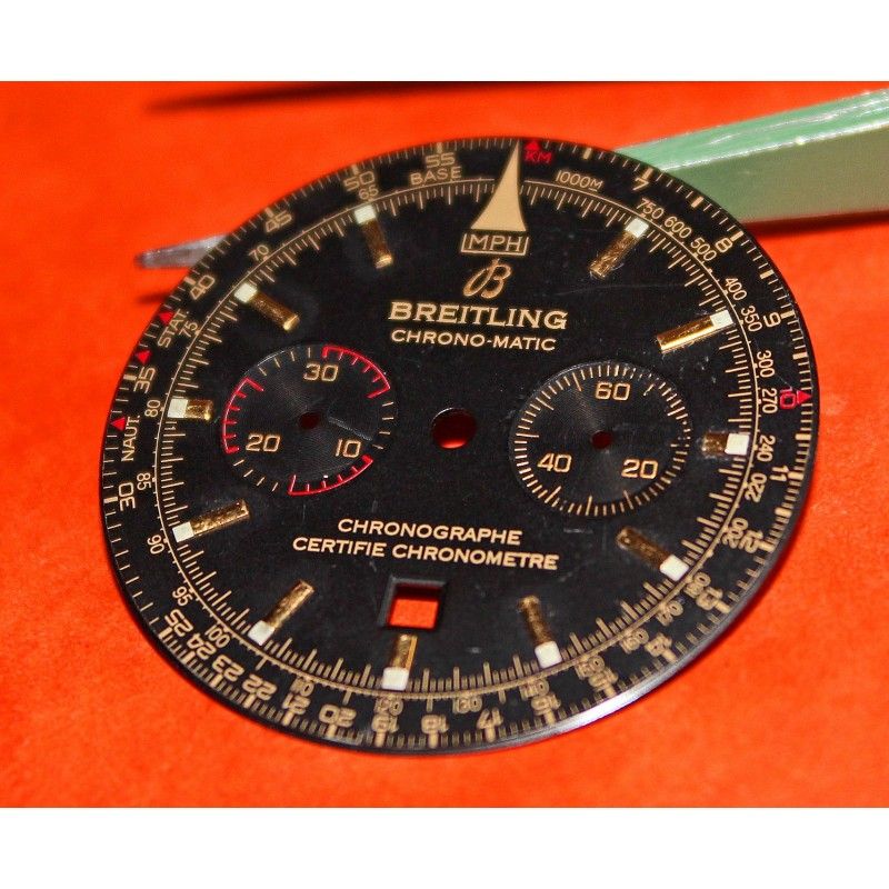 RARE VINTAGE BREITLING CADRAN CHRONO MATIC COULEUR NOIR ET OR