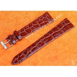 Bracelet Cuir Crocodile Marron 18mm avec boucle ardillon Montres