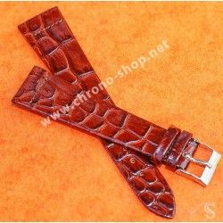 Bracelet Cuir Crocodile Marron 18mm avec boucle ardillon Montres