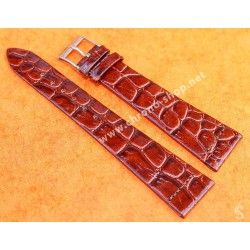 Bracelet Cuir Crocodile Marron 18mm avec boucle ardillon Montres