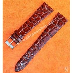 Bracelet Cuir Crocodile Marron 18mm avec boucle ardillon Montres