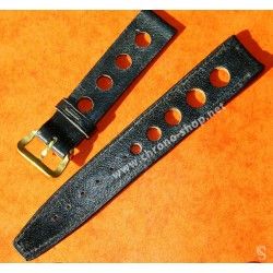 AUTHENTIC 19mm SWISS CURVED TROPIC PERFORATED DIVE BAND WATCH BRACELET STRAP BLACK COLOR