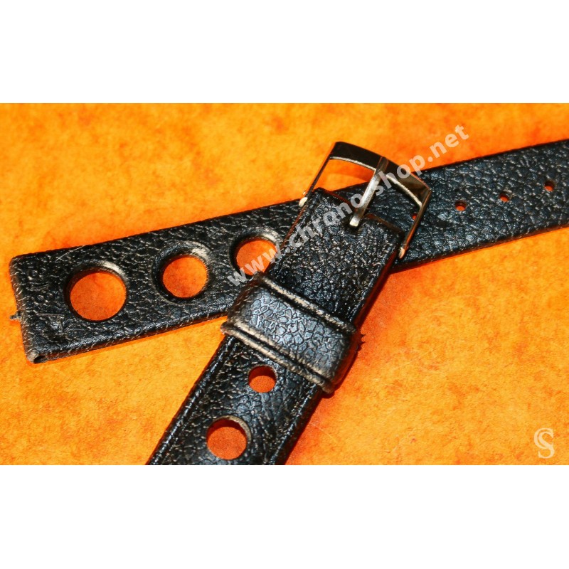 BRACELET MONTRES RALLY VINTAGE CAOUTCHOUC TROPIC 18mm RACING NOIR REF L818 SWISS MADE