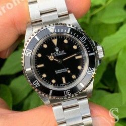 ROLEX RARE ACCESSOIRE MONTRES INSERT NOIR MONTRES 14060,14060M SUBMARINER PERLE TRITIUM VANILLE