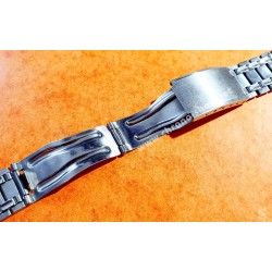 RONUK 70's Rare Swiss band Ssteel Watch Folded links Bracelet Zenith, Longines, Heuer,Omega 18mm ends