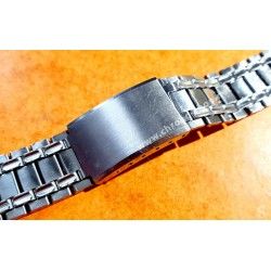 RONUK 70's Rare Swiss band Ssteel Watch Folded links Bracelet Zenith, Longines, Heuer,Omega 18mm ends
