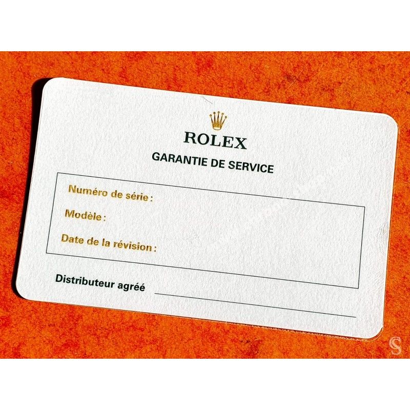 Rolex Carte Garantie FRANCE vierge Révision Montres GMT,submariner,Daytona,Datejust,Airking,DayDate,Skydweller international